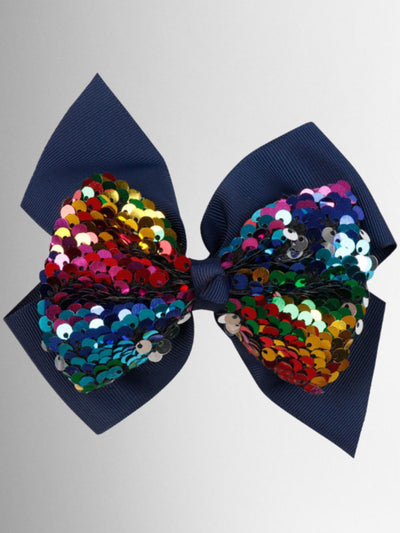 Girls 5" Sequined Bow Hair Clip (8 Color Options)