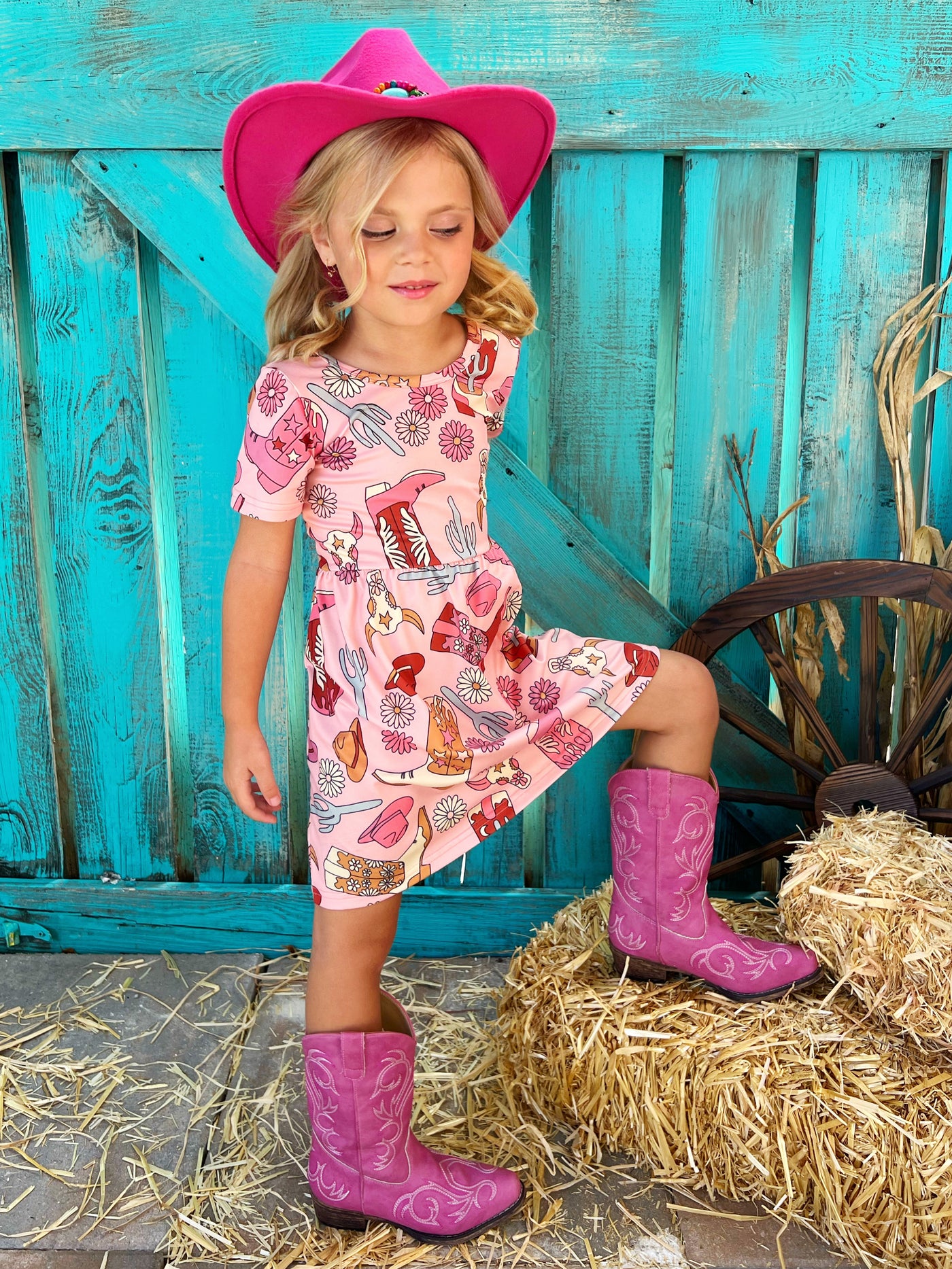Daisies And Boots Cowgirl Print Dress