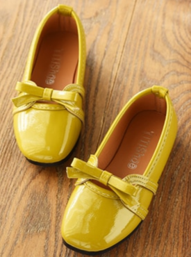Girls Leather Flats with Bow Tie By Liv and Mia