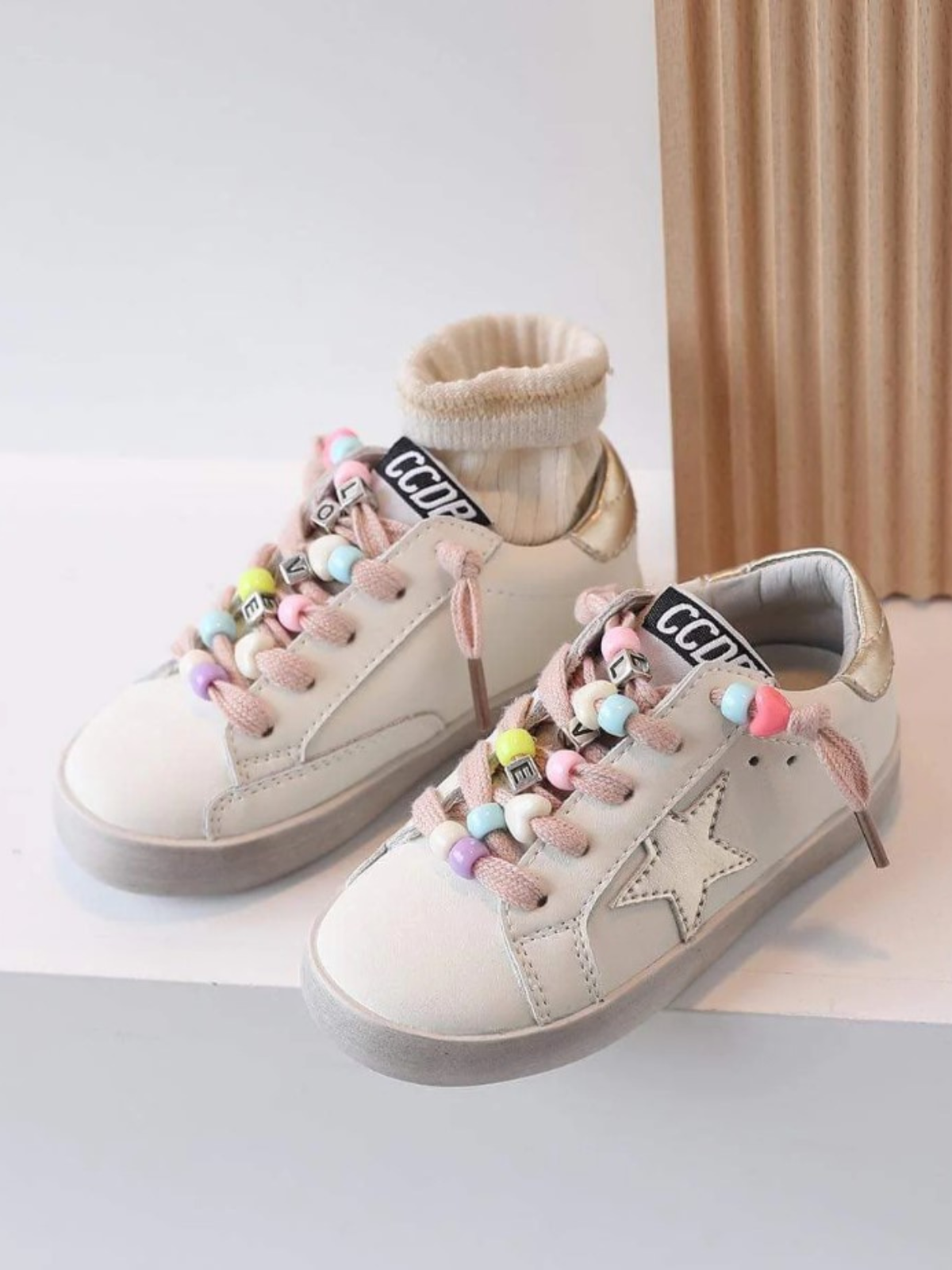 Back To School Shoes | Beaded Lace Star Sneakers | Mia Belle Girls