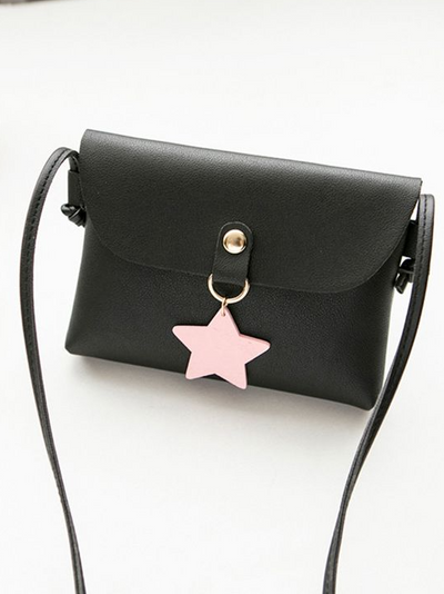 Girls Crossbody handbag with star pendant-black