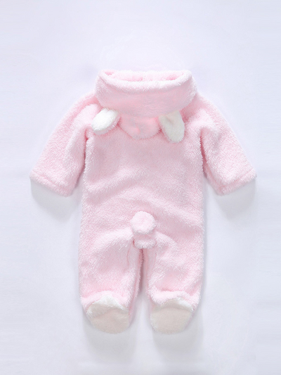 Baby Little Teddy Bear Fleece Onesie with Footies - Pink