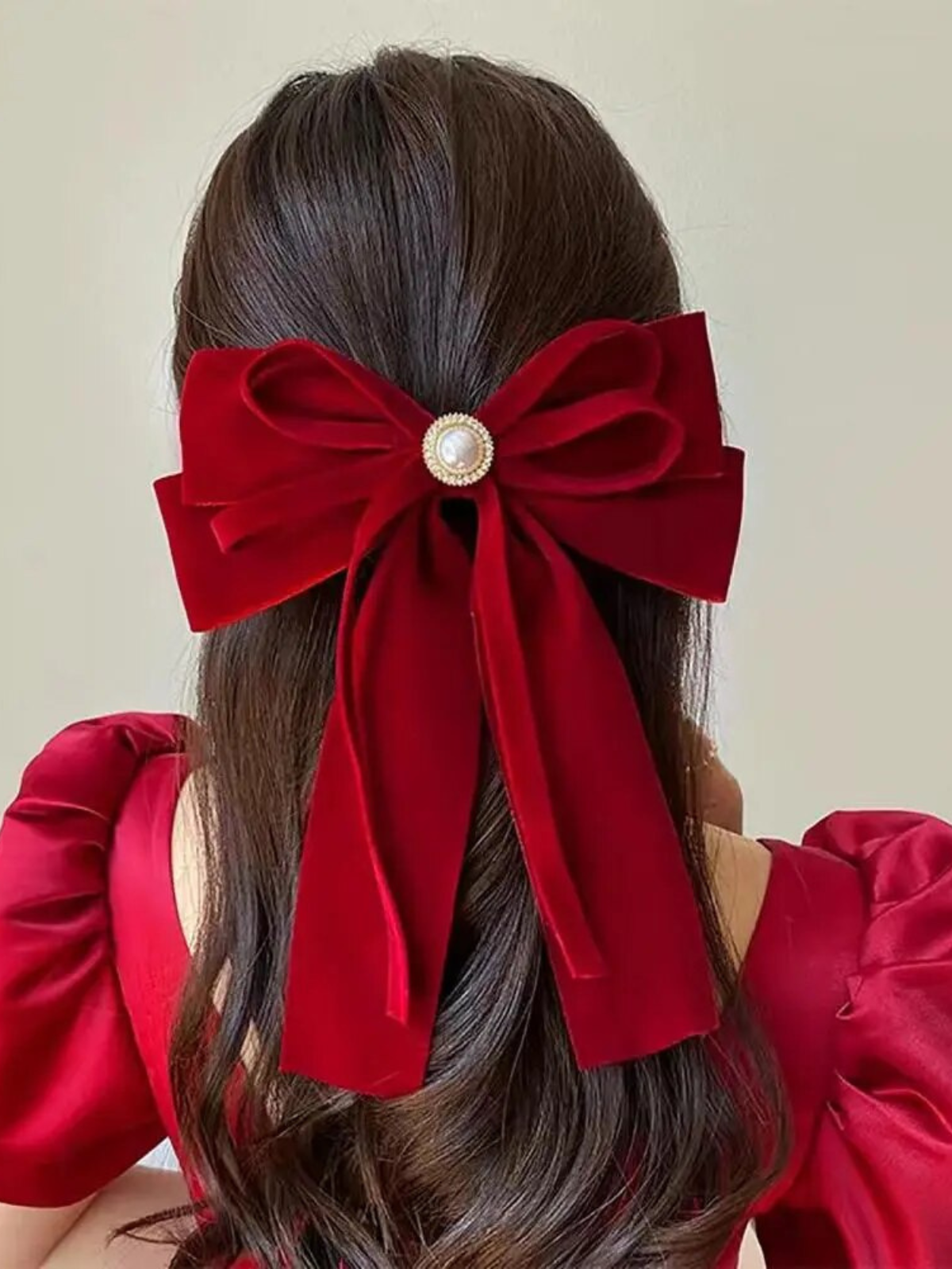 Mia Belle Girls Red Velvet Hair Bow | Girls Accessories