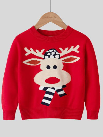Girls Red Nosed Reindeer Rudolph Sweater - Red