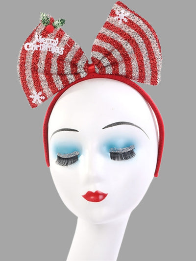 Girls But First Presents Festive Bow Headband - Red