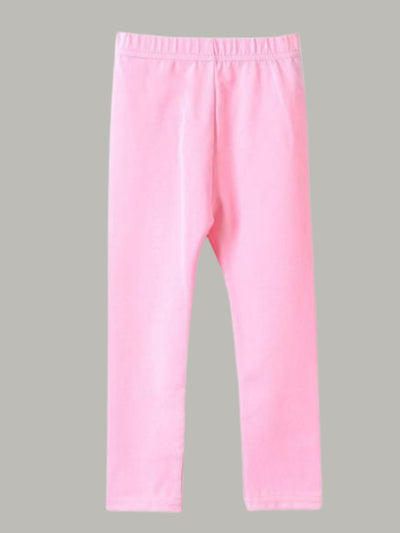 Girls Soft Elastic Candy Color Leggings - pink