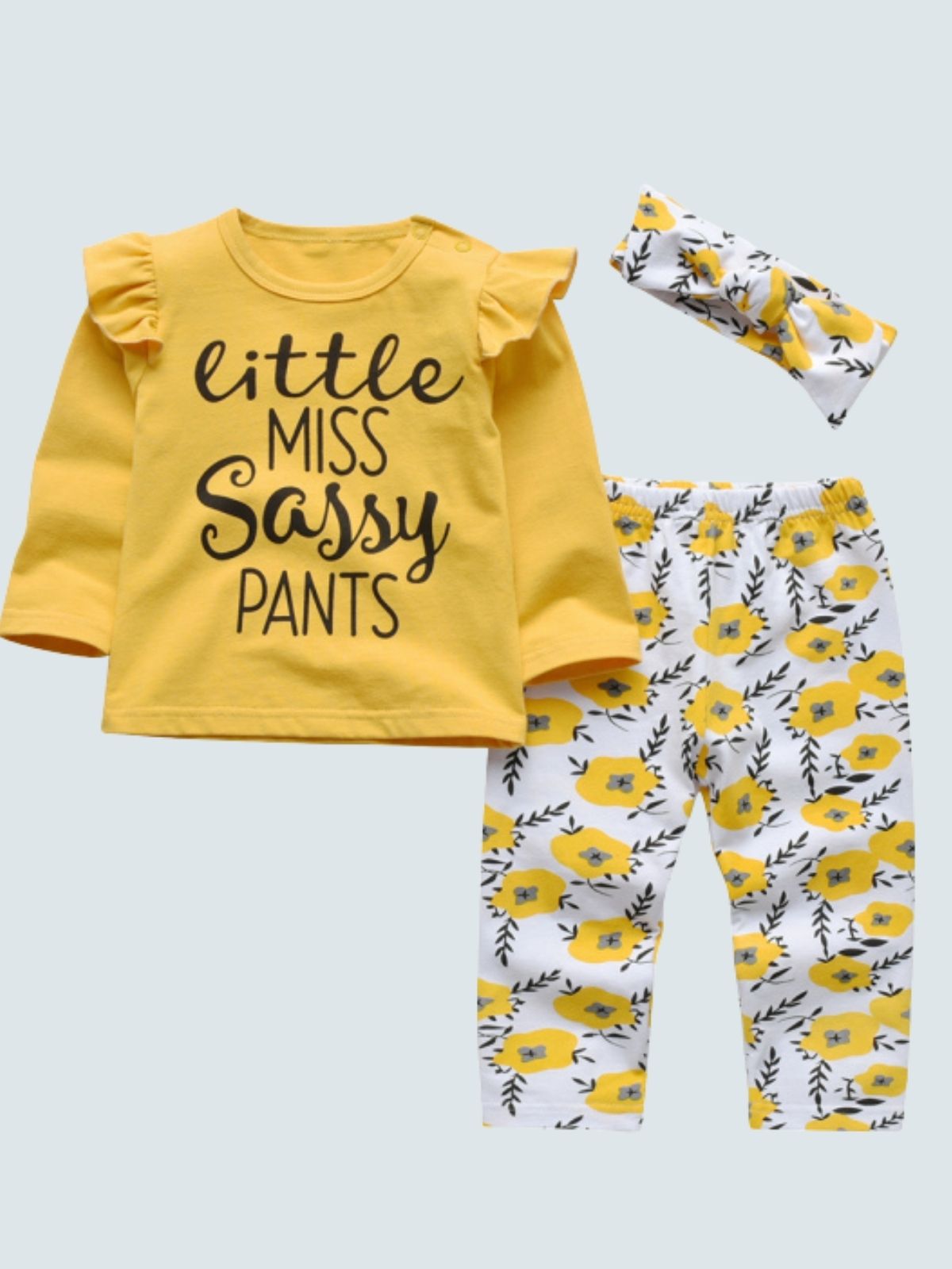 Baby Little Sassy Sayings 3 Piece Set Yellow