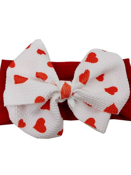 Baby Bow Headband red/ white hearts