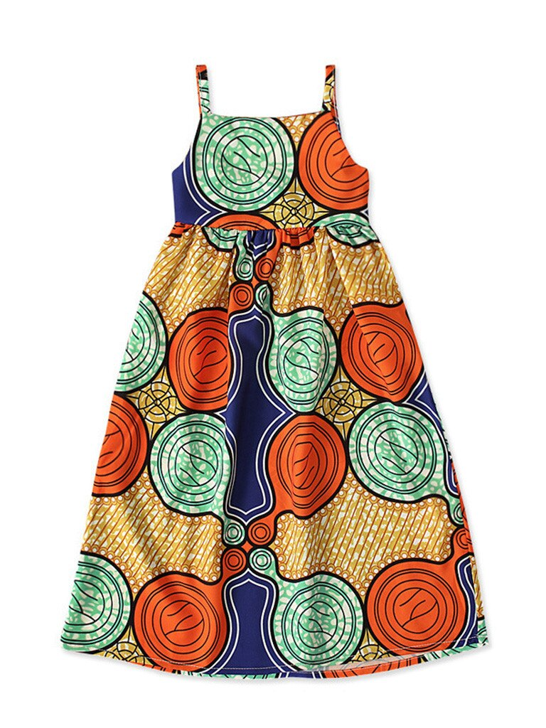 Mia Belle Girls Kente Print Halter Maxi Dress | Girls Resort Wear