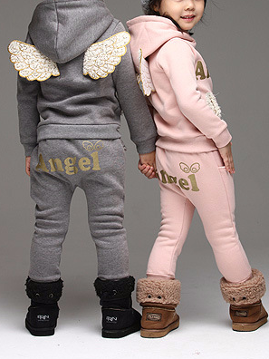 Toddlers Angel Wing Hooded Sweatshirt & Joggers Set - Mia Belle Girls