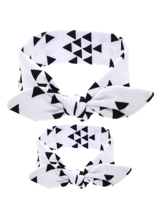 mommy and baby geometric black white headband