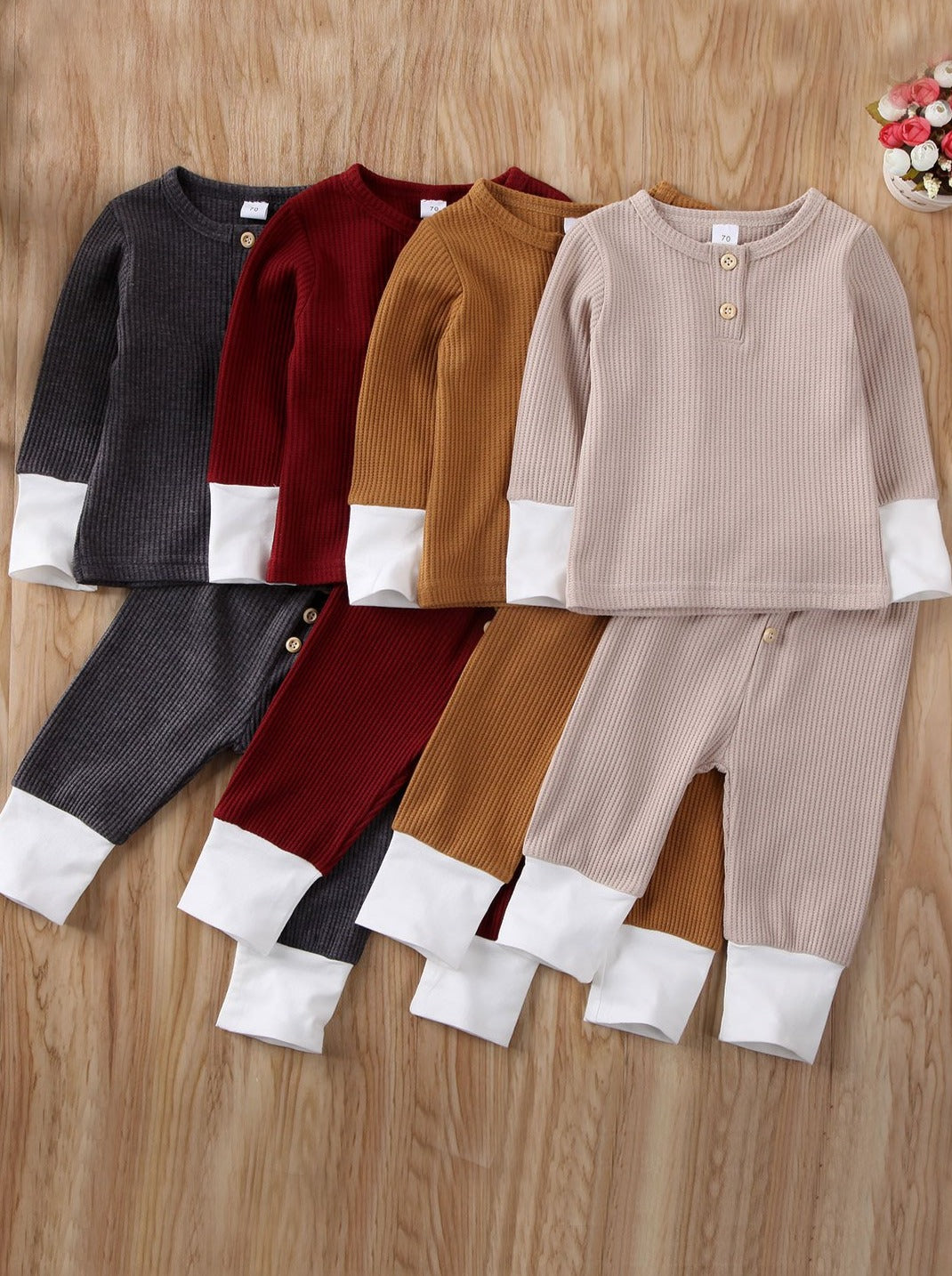 Baby At Rest Ribbed Long Sleeve Top And Legging Set