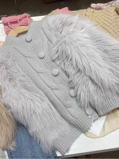 Mia Belle Girls Faux Fur Cardigan | Girls Winter Outfits