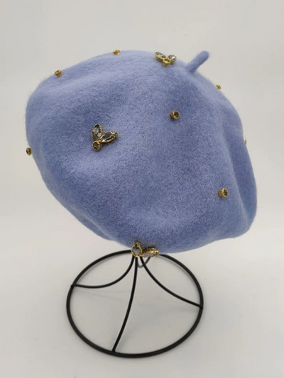Mia Belle Girls Bejeweled Wool Beret Hat | Girls Accessories