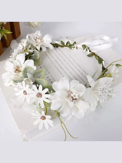 Girls Formal Accessories | Flower Girl Rhinestone White Wreath Crown