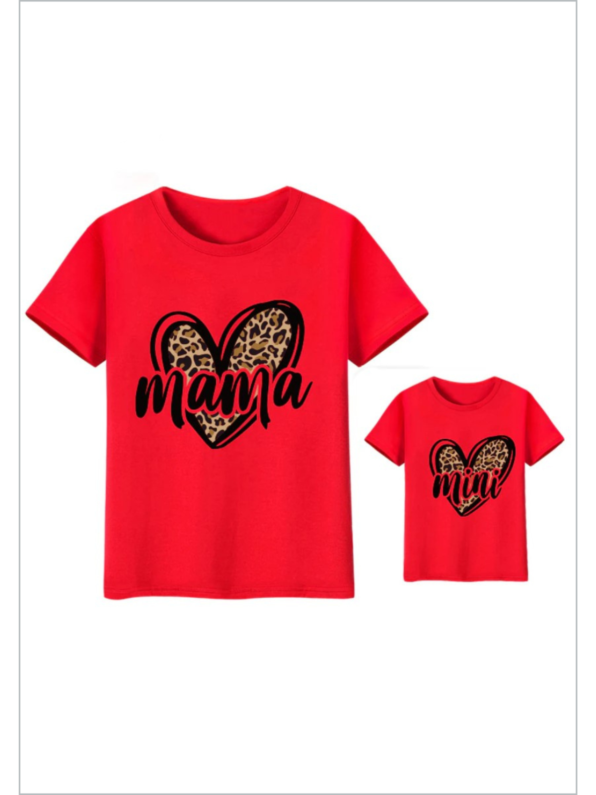 Mommy & Me Matching Tops | Leopard Heart Graphic Tee | Mia Belle Girls