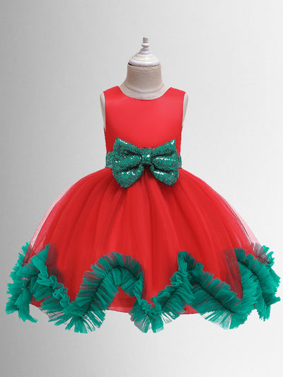 Winter Formal Wear | Girls Satin and Tulle Holiday Princess Dress
