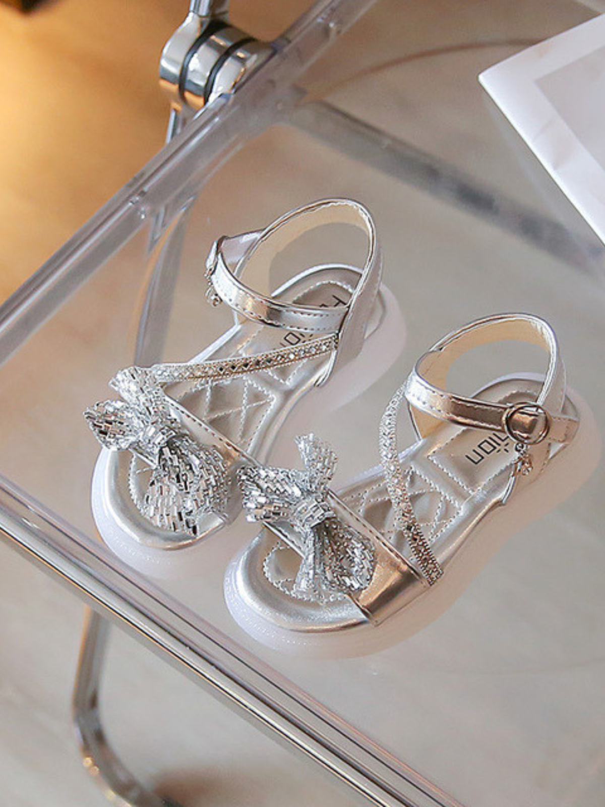 Open Toe Sparkling Sandals By Liv and Mia