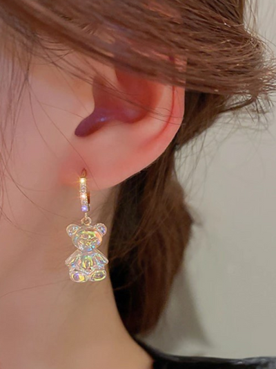 Mia Belle Girls Bear Dangle Hoop Earrings | Girls Accessories