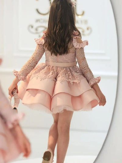 Mia Belle Girls Special Occasion Dresses | Cold Shoulder Lace Dress