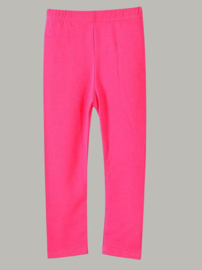 Girls Soft Elastic Candy Color Leggings - hot pink