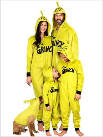 Family Matching Grinch Hoodie Onesie Pajamas - Mia Belle Girls