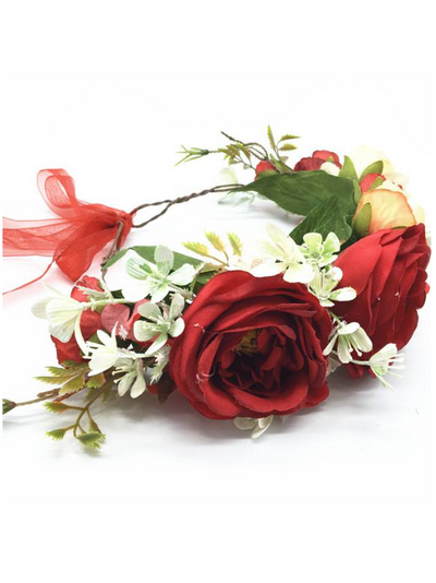 Girls Cute and Pretty Flower Halo - Red | Accessories - Mia Belle Girls
