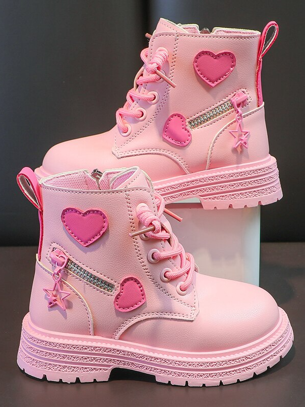 Pink Hearts Combat Boots