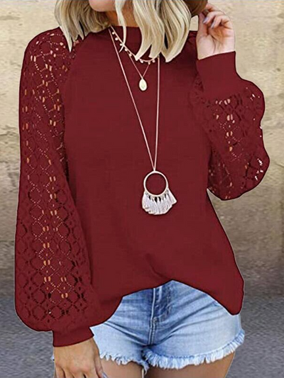 Women's Pure Elegance Crochet Sleeved Top - Mia Belle Girls