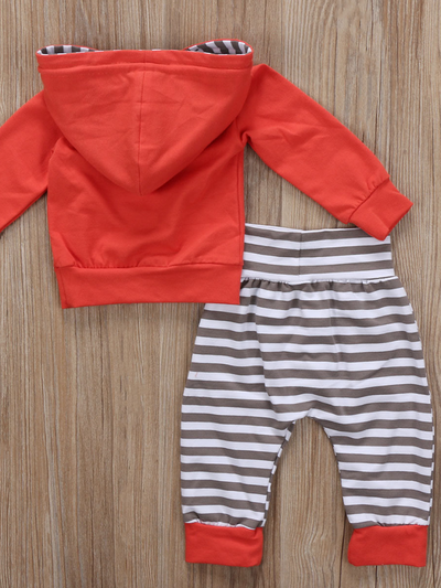 Baby Stripes N Fun Hooded Sweater And Pants Set