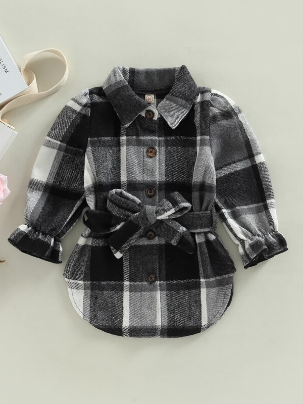 Toddler Clothing Sale | Plaid Flannel Belted Jacket | Girls Boutique