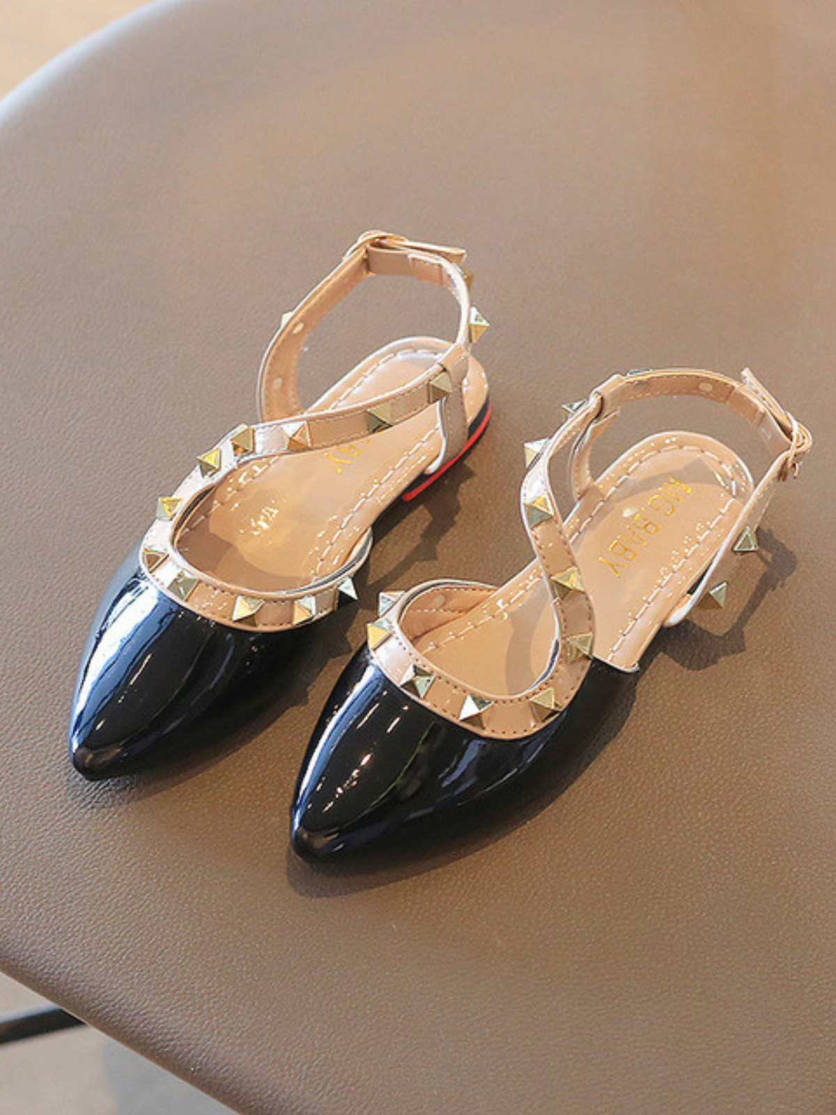 Toddler Shoes By Liv & Mia | Girls Studded Patent Leather Mule Flats