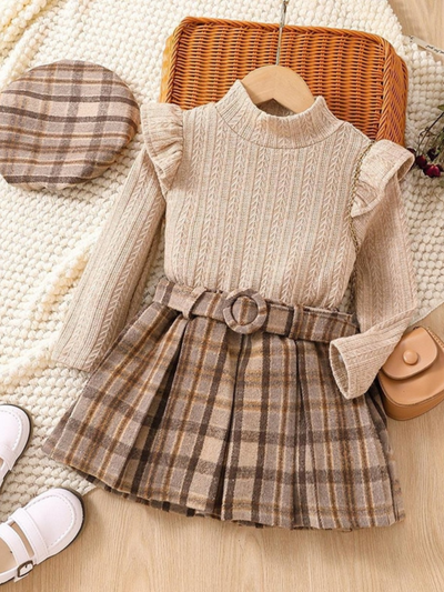 Mia Belle Girls Plaid Skirt Set & Beret | Toddler Girls Clothing Sale