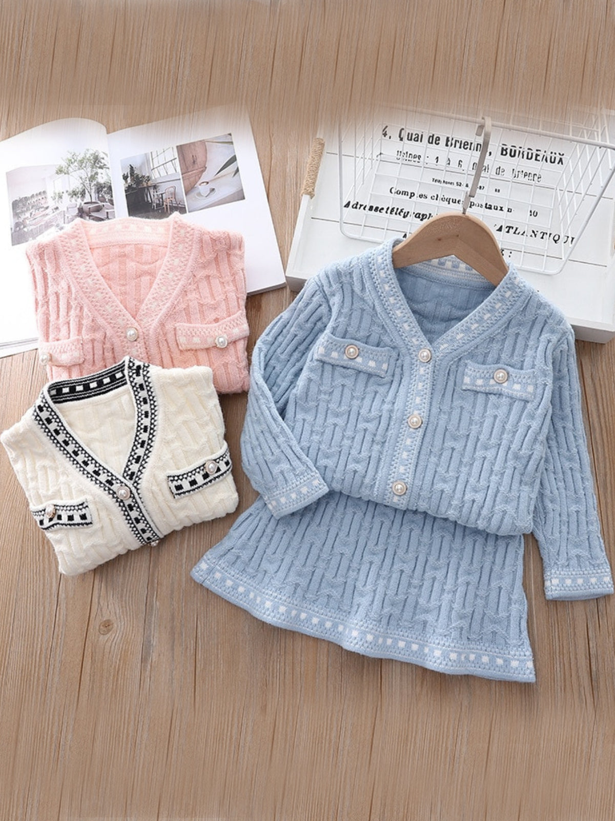  Preppy Chic Outfits | Buttoned Cardigan & Skirt Set | Mia Belle Girls
