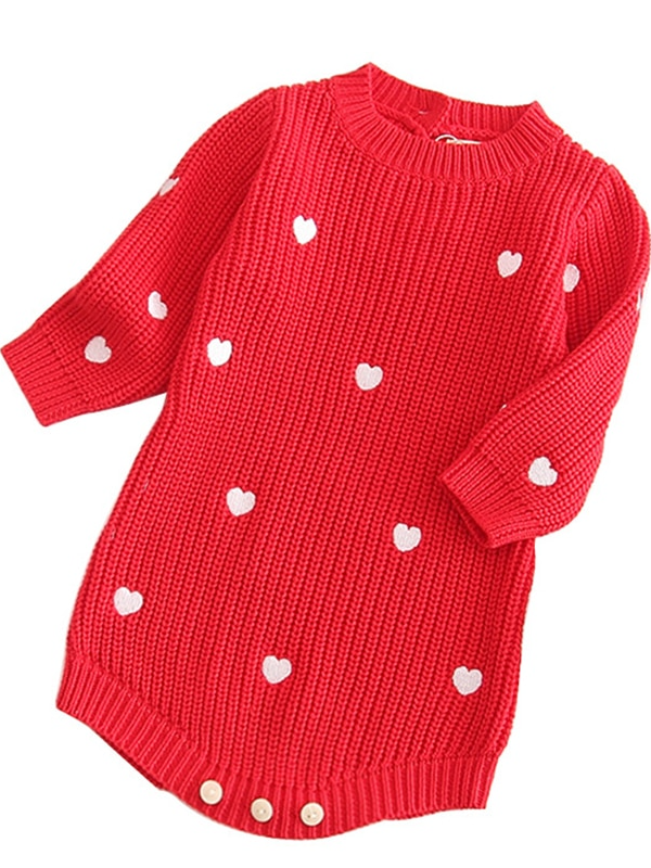 Baby Loving Fall Mini Heart Knitted Sweater Red