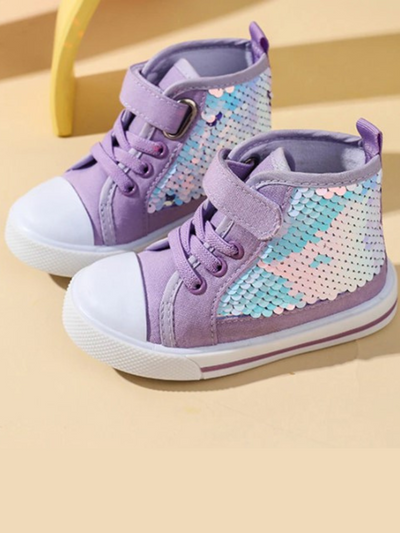 Mia Belle Girls High-Top Sequin Sneakers | Shoes By Liv & Mia