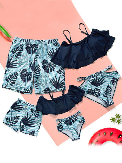 Family Swimsuits | Tropical Print Trunks & Tankinis | Mia Belle Girls