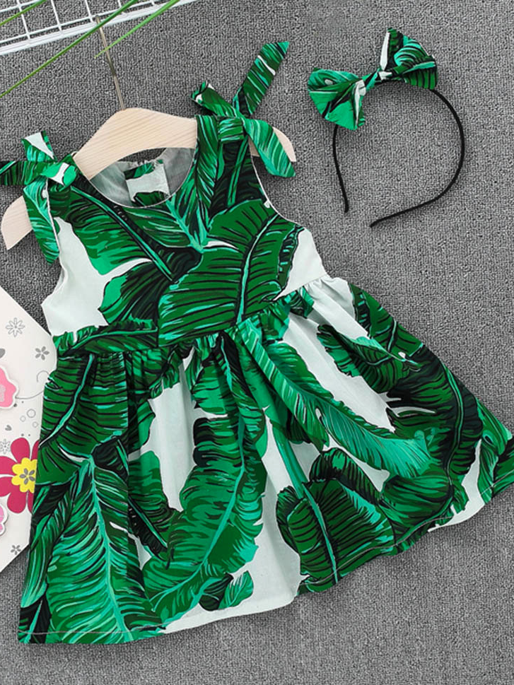 Baby Tropical Vibes Dress with Matching Headband Set