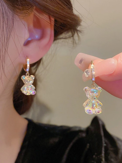 Mia Belle Girls Bear Dangle Hoop Earrings | Girls Accessories