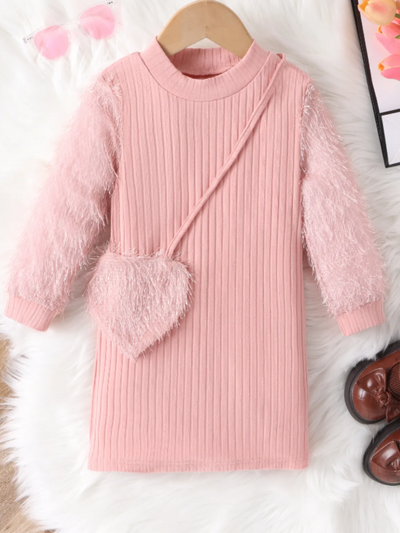 Mia Belle Girls Fur Sleeve Sweater Dress | Girls Winter Dresses