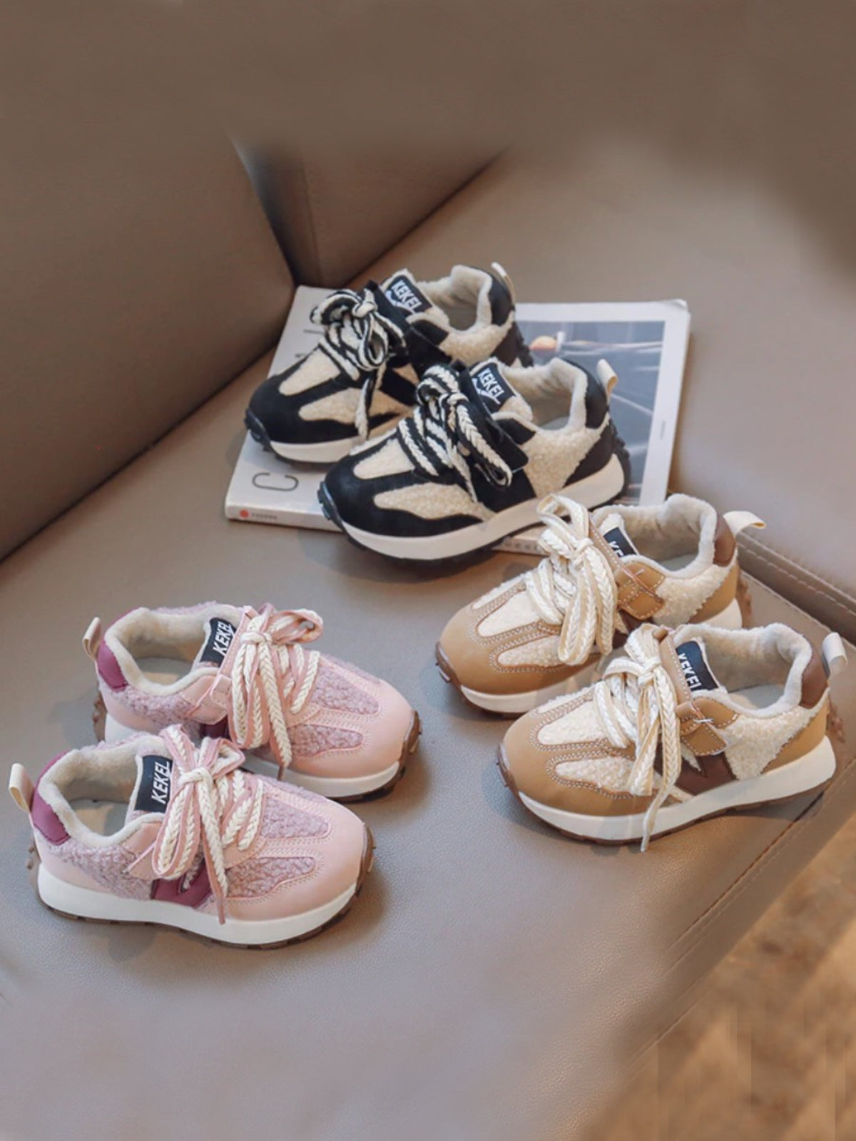 Mia Belle Girls Fuzzy Colorblock Sneakers | Shoes By Liv and Mia