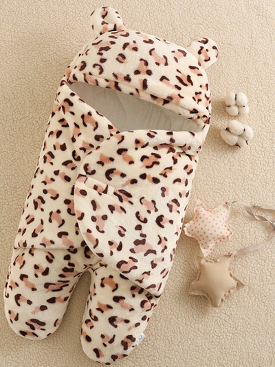 Baby Cute Cub Blanket Wrap Footed Swaddle Brown