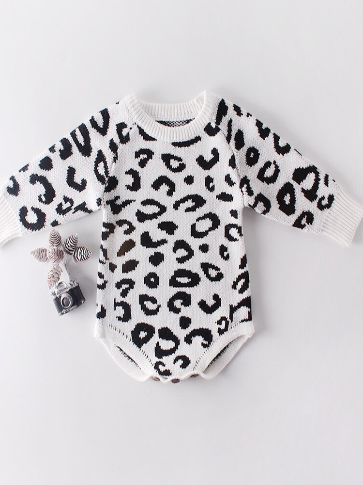 Baby Little Leopard Lady Knitted Onesie Black