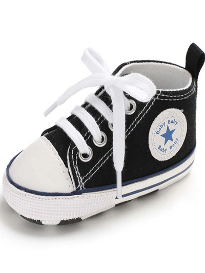 Baby First Steppers Canvas Sneaker Flats by Liv and Mia Black
