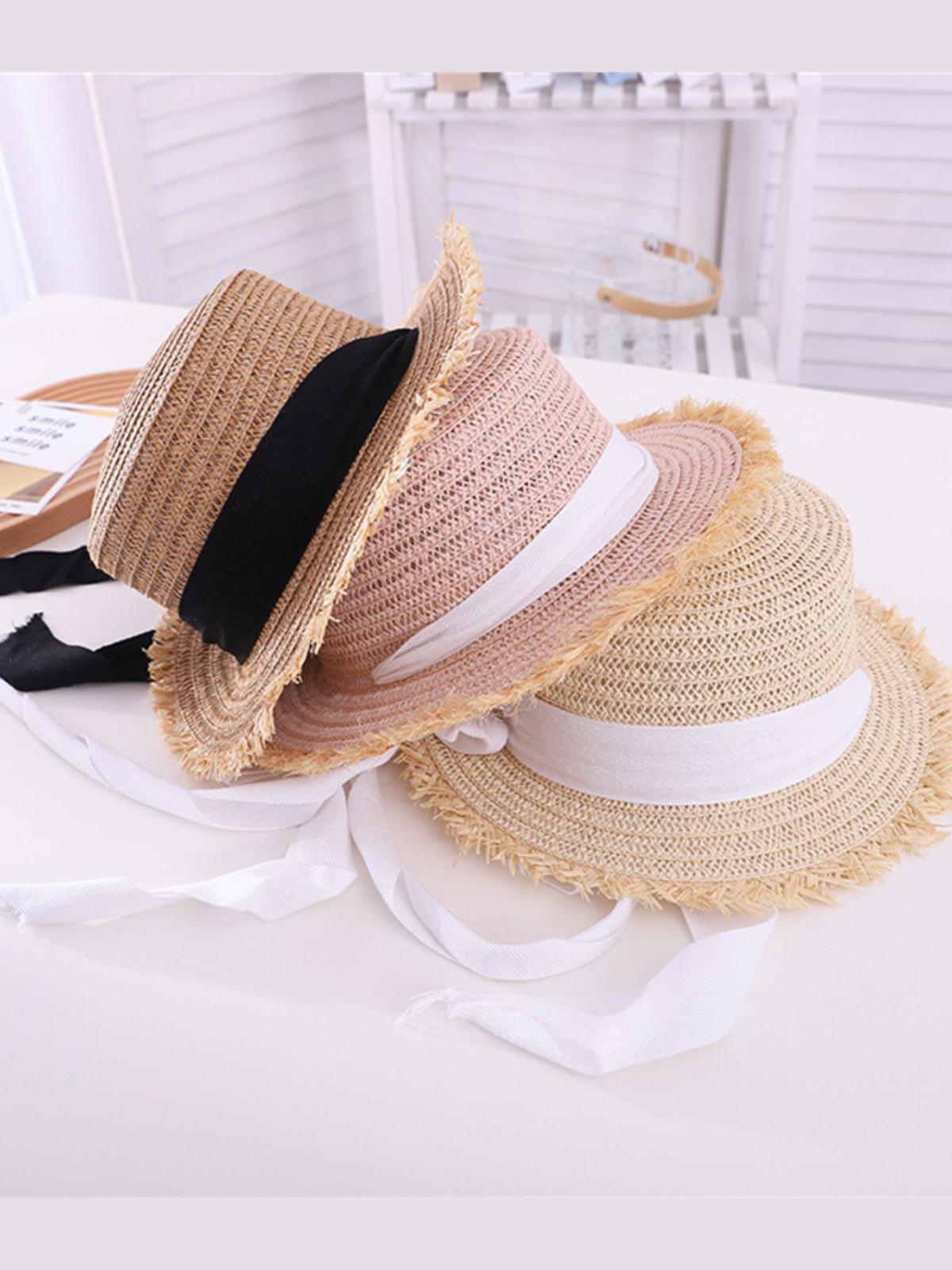 Accessories For Kids | Girls Little Miss Sunshine Ribbon Straw Hat