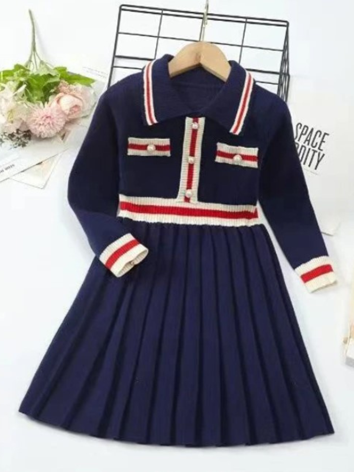 Ready And Preppy Knit Sweater Dress