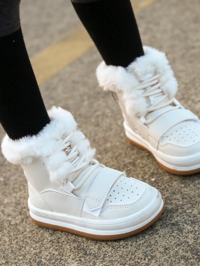 Girls Shoes By Liv and Mia | White Faux Fur Lined Snow Boots 