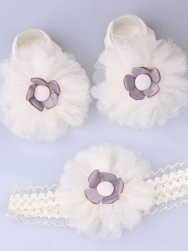 Baby Chic Flower Headband and Shoes Set