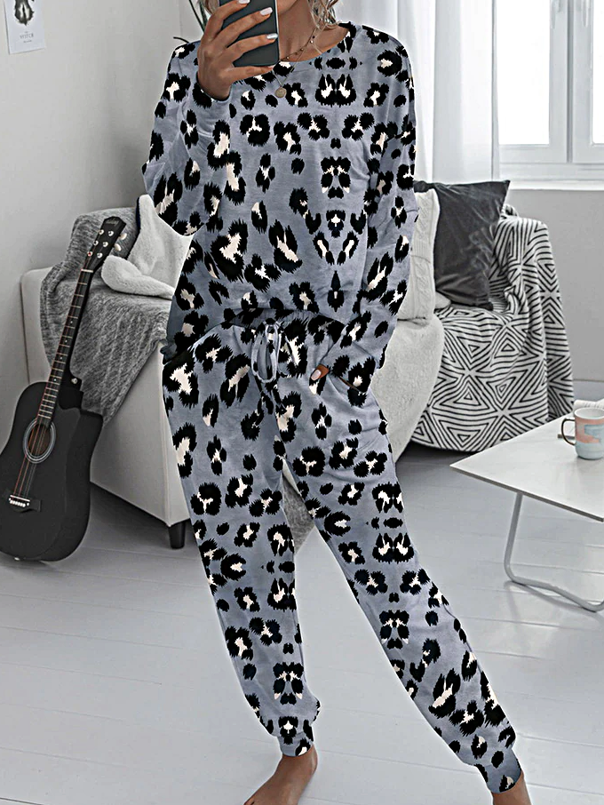 Women's Call it Perfect Leopard Loungewear Jogger Set - Mia Belle Girls