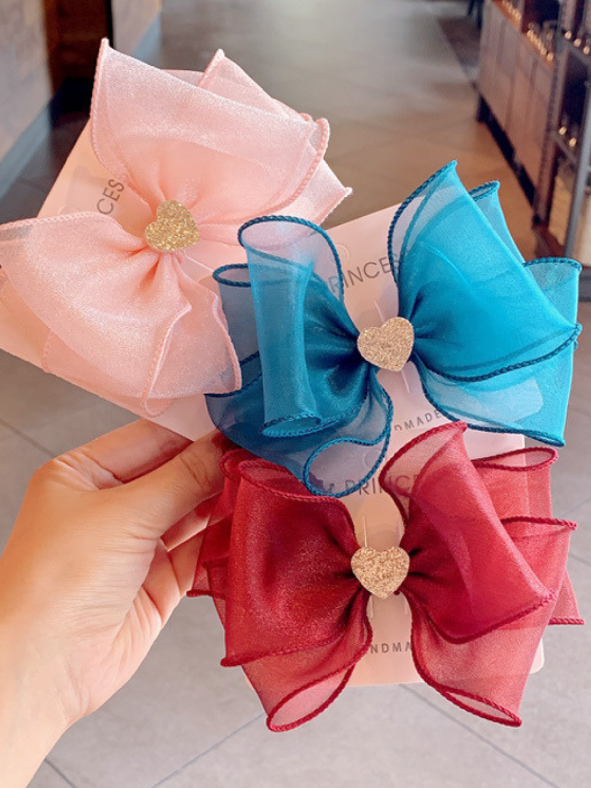 For Pretty Girls Heart Accent Hair Bow